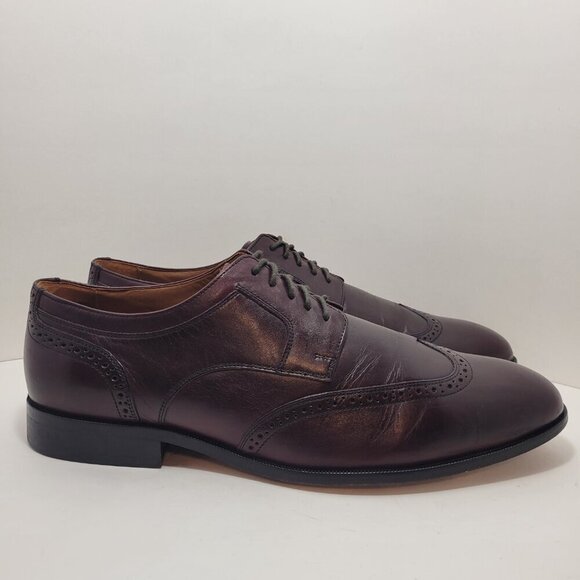 Johnston and Murphy Men's Size 13M Burgundy Leather Lace up Wingtip Dress Shoes - Picture 5 of 10